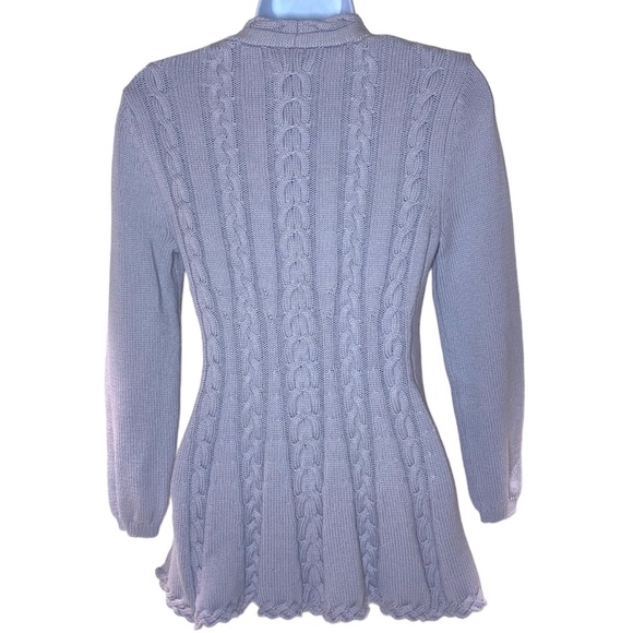 Cupio Ladies Tulip Shaped Cable Knit Sweater Light Grey Size Medium - Picture 2 of 15